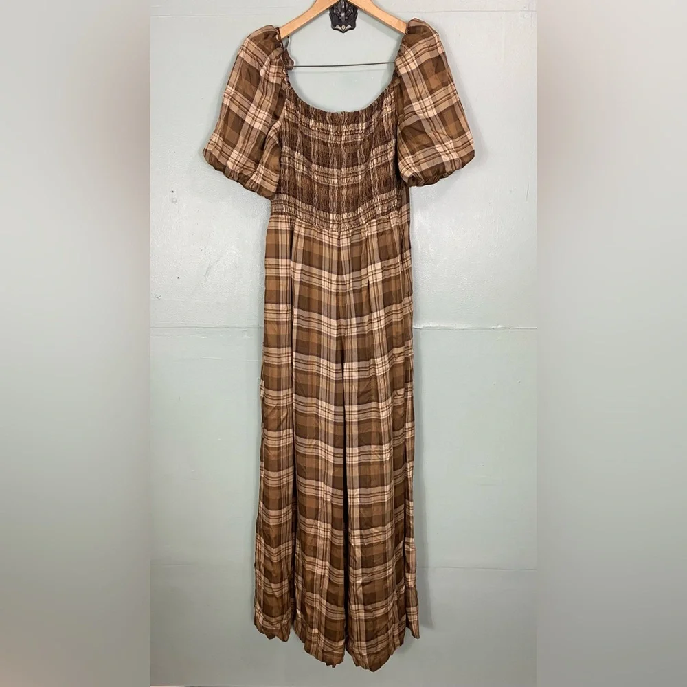 Maison Amory The Charmed Jumpsuit Brown Plaid Size 2XL‎ XXL - Picture 7 of 10